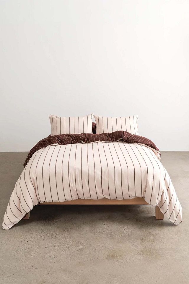 Hommey Reversible Striped Cotton Sateen Duvet Cover #2