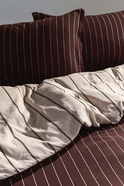 Hommey Reversible Striped Cotton Sateen Duvet Cover