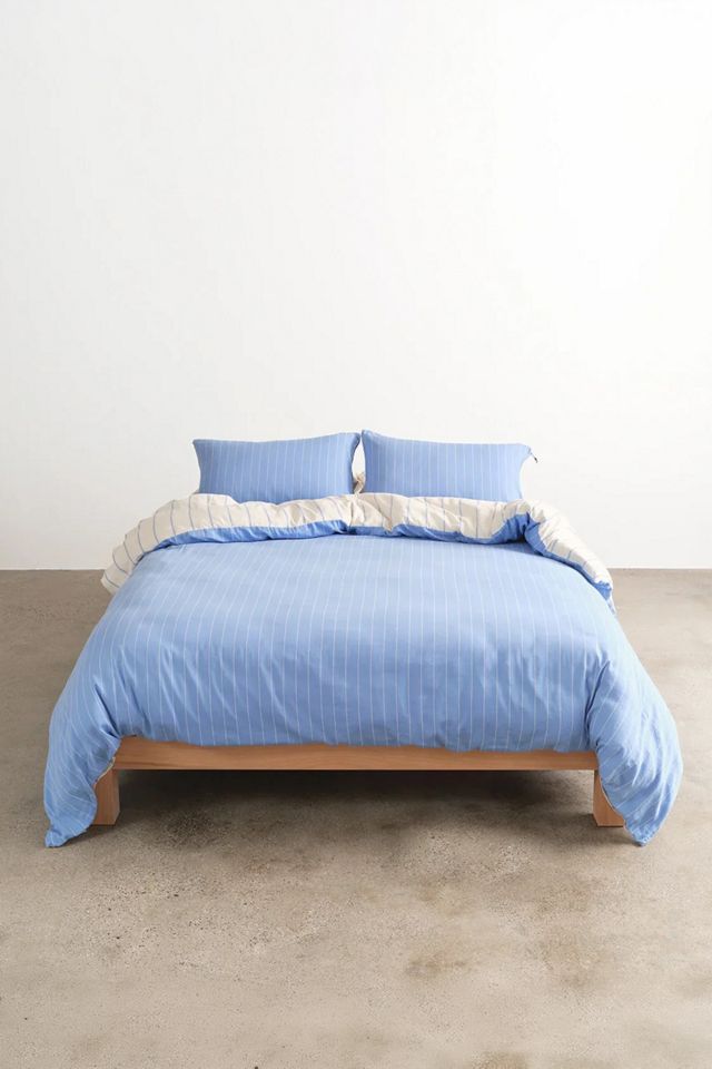 Hommey Reversible Striped Cotton Sateen Duvet Cover #1