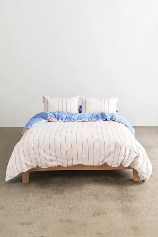 Hommey Reversible Striped Cotton Sateen Duvet Cover #2