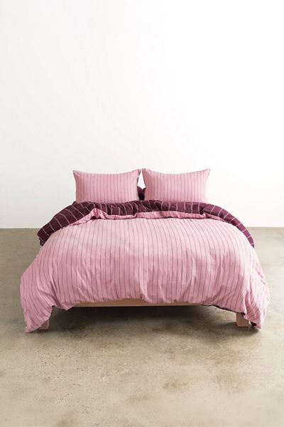 Hommey Reversible Striped Cotton Sateen Duvet Cover