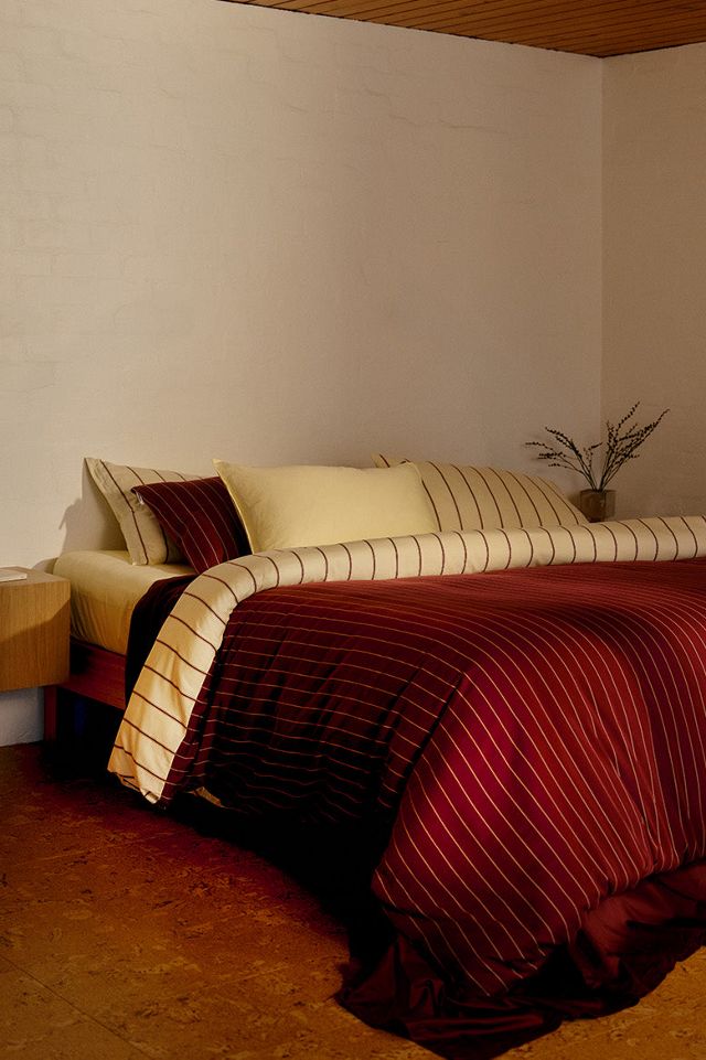 Hommey Reversible Striped Cotton Sateen Duvet Cover #1