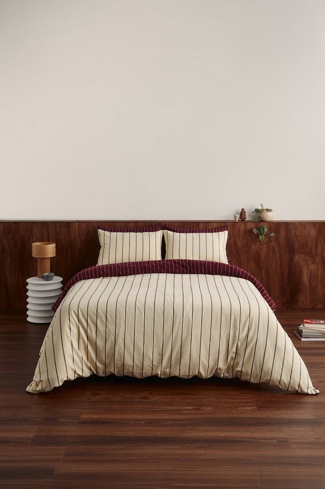 Hommey Reversible Striped Cotton Sateen Duvet Cover #2