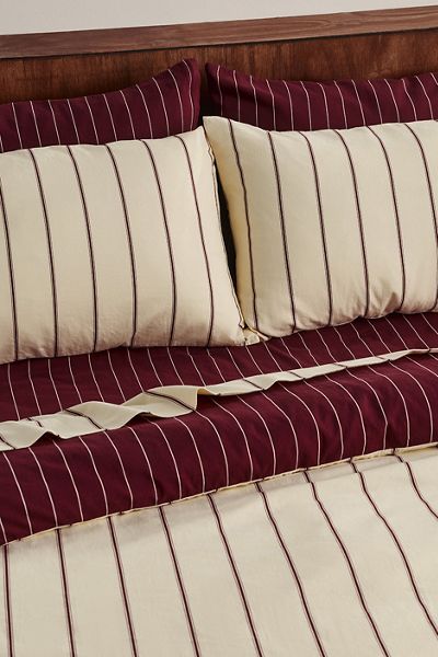 Hommey Reversible Striped Cotton Sateen Duvet Cover