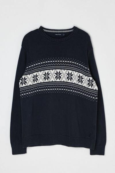 Vintage Y2k Navy & White Fair Isle Sweater