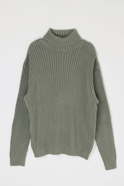 Vintage 90s Sage-Green Ribbed Knit Turtleneck Sweater