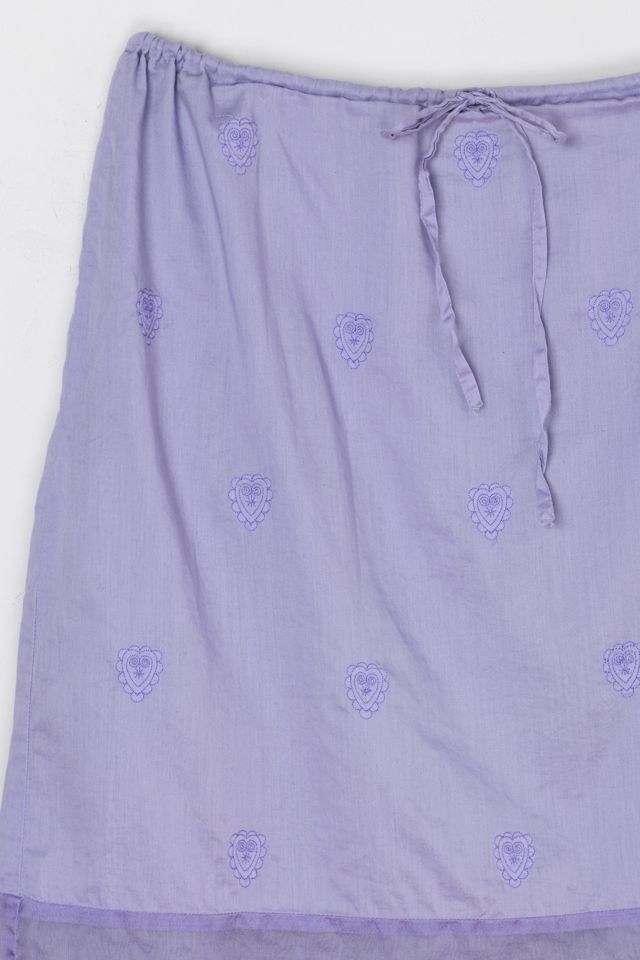 Vintage Y2k Light Purple Embroidered Mini Skirt with Tie #2