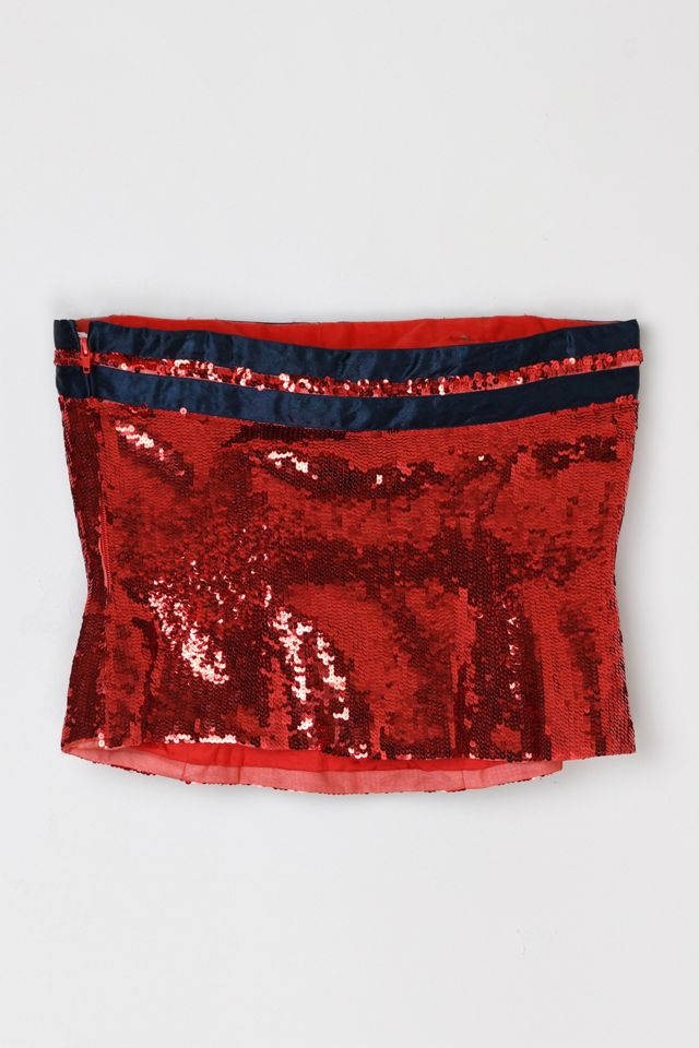 Vintage 90s Sequined Silk Strapless Crop Top #2