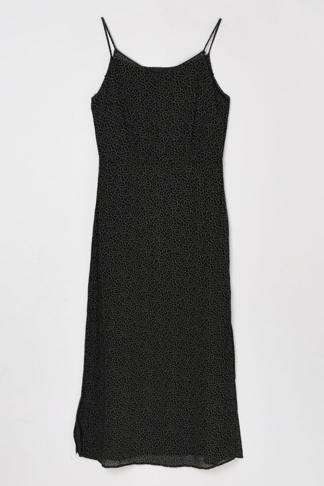 Vintage Y2k Black & Grey Printed Semi-Sheer Ankle-Length Dress #3