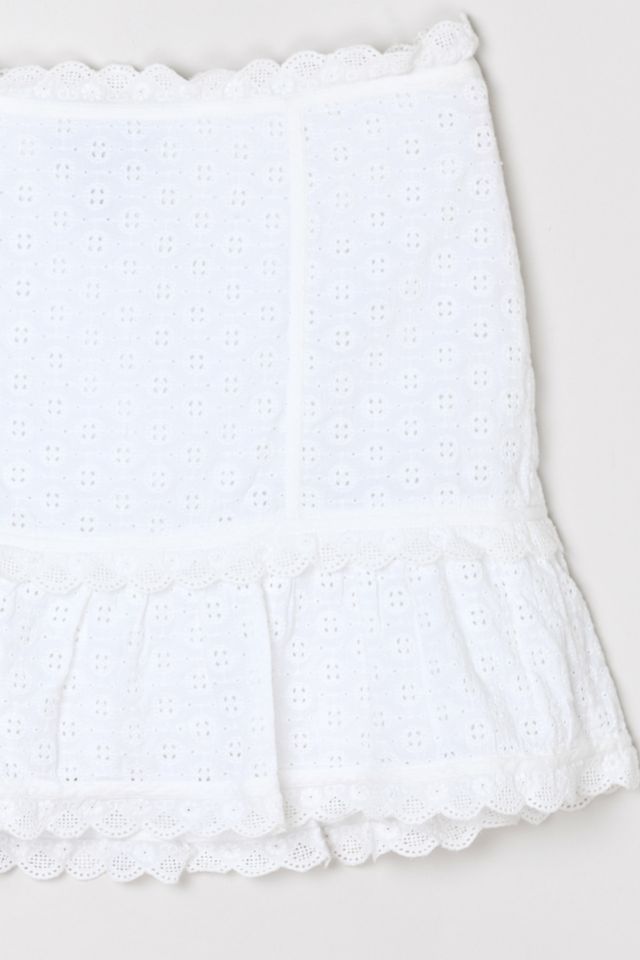 Vintage Y2k White Lace Tiered Mini Skirt #1