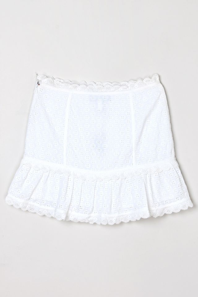 Vintage Y2k White Lace Tiered Mini Skirt #2