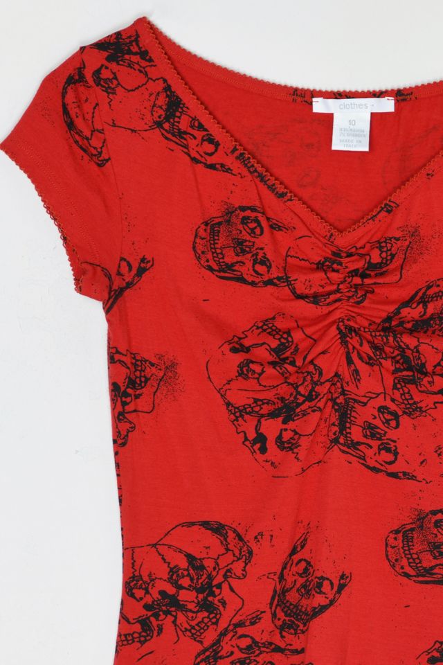Vintage Y2k Skull Print Ruched Top #1