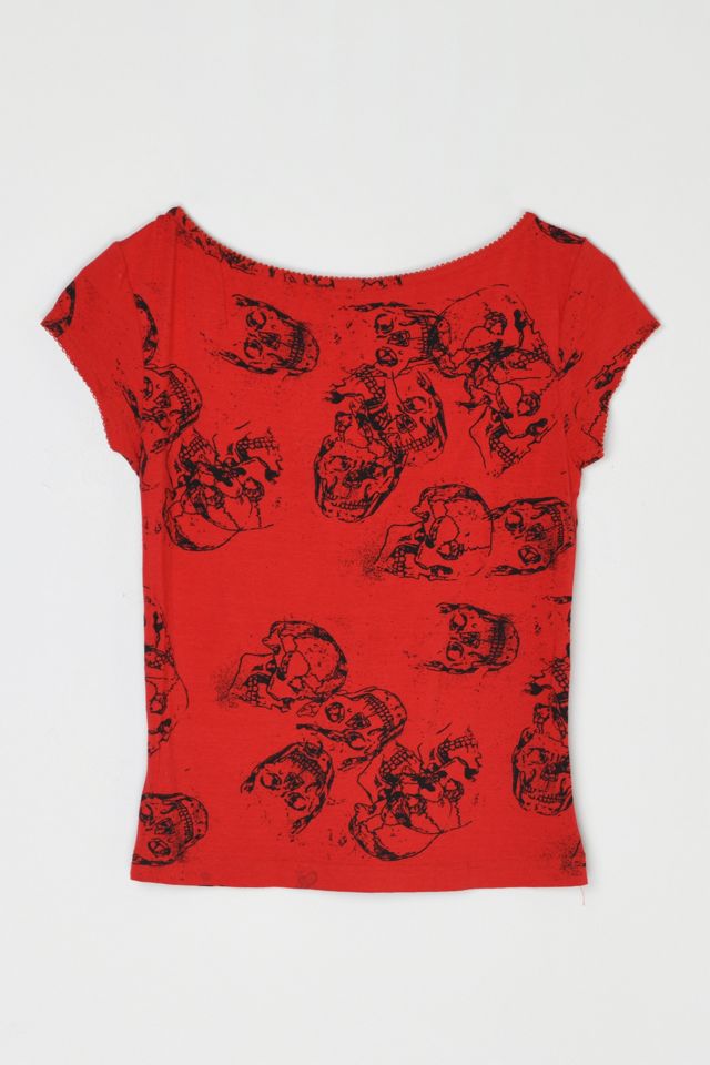 Vintage Y2k Skull Print Ruched Top #2