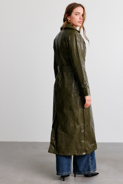 Azalea Wang Coren Long Faux Leather Trench Coat