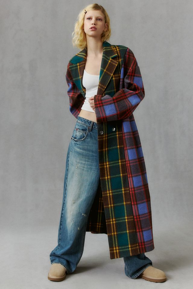 Azalea Wang Multi-Plaid Oversized Trench Coat #1