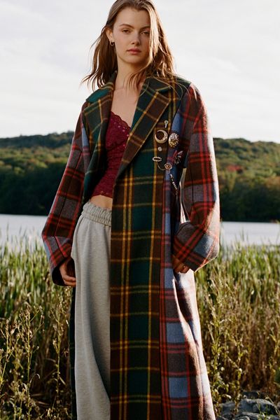 Azalea Wang Multi-Plaid Oversized Trench Coat