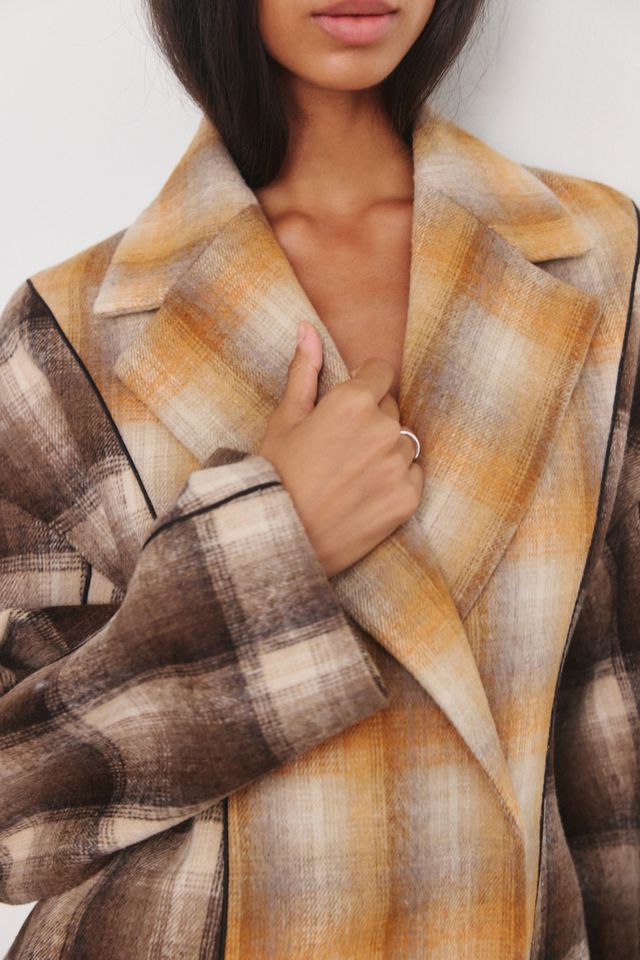 Azalea Wang Multi-Plaid Oversized Trench Coat #1