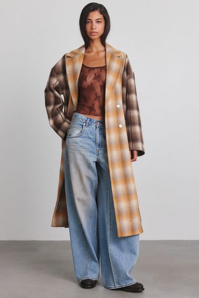 Azalea Wang Multi-Plaid Oversized Trench Coat