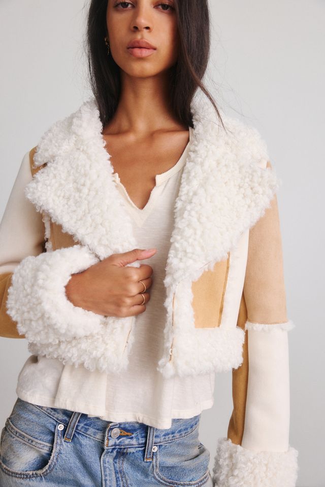 Azalea Wang Tellie Fleece Trim Faux Suede Moto Jacket #2