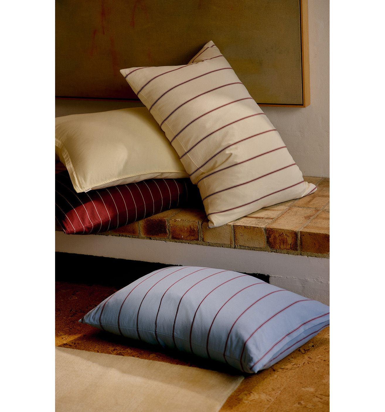 Hommey Striped Cotton Sateen Sham Set - Chamomile, KING