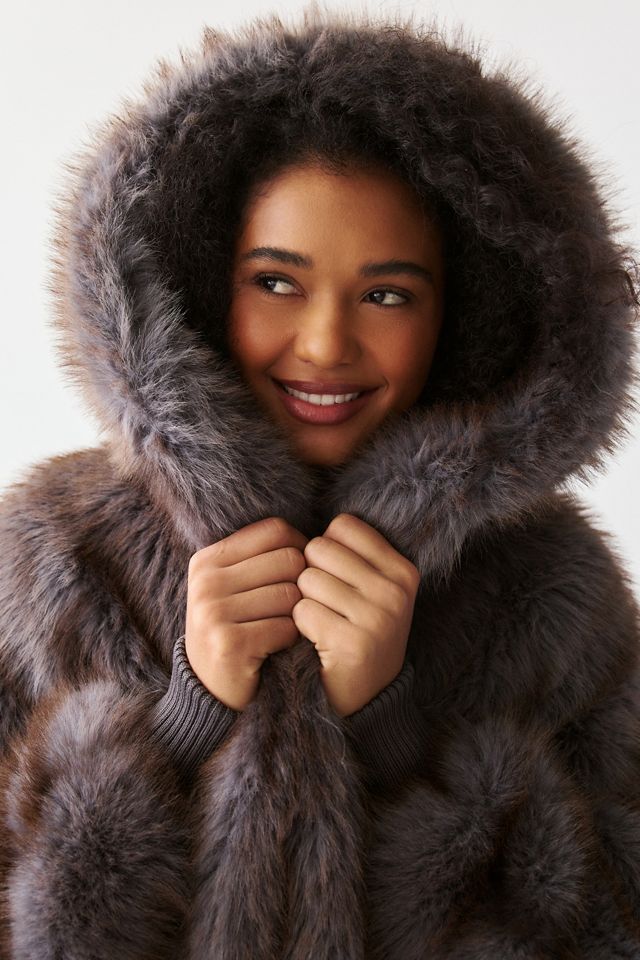 Azalea Wang Dusk Oversized Hooded Faux Fur Jacket #3