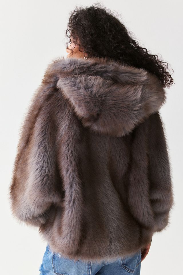 Azalea Wang Dusk Oversized Hooded Faux Fur Jacket #5