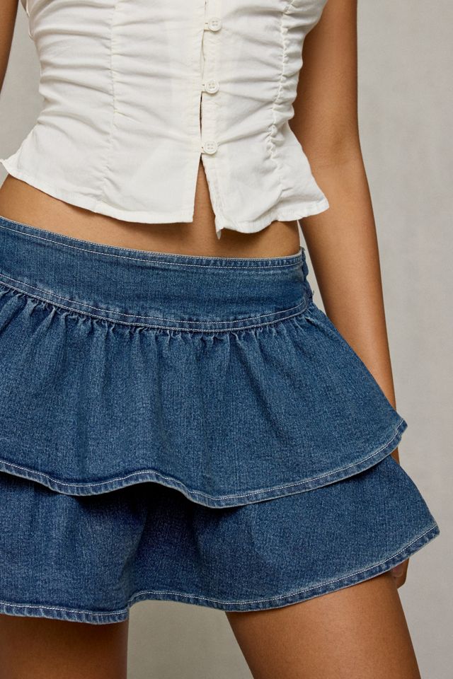 BDG Sweet Talker Tiered Ruffle Denim Mini Skirt #1
