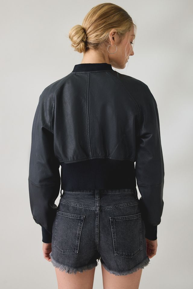 AllSaints Suri Cropped Leather Bomber Jacket #2