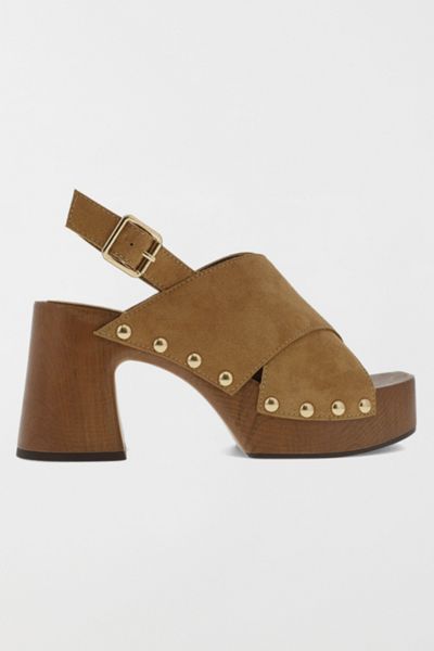 MIA Eudora Suede Slingback Wooden Platform Sandal
