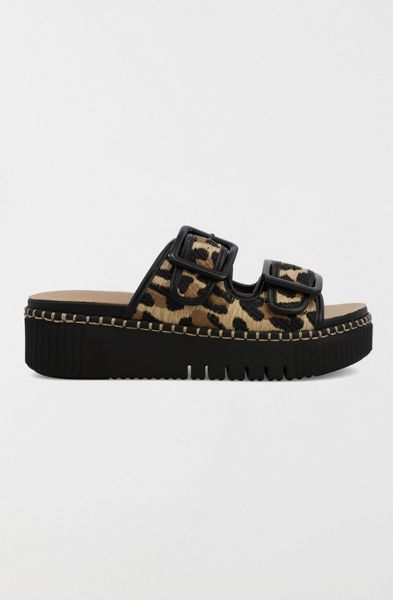 MIA Jimenna Leopard Flatform Slide Sandal