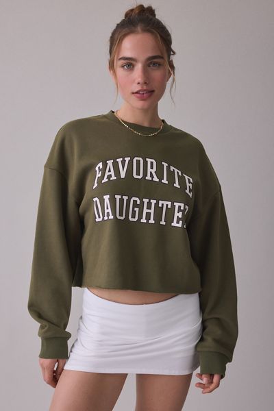 Favorite Daughter Collegiate Graphic Cropped Crew Neck Pullover
