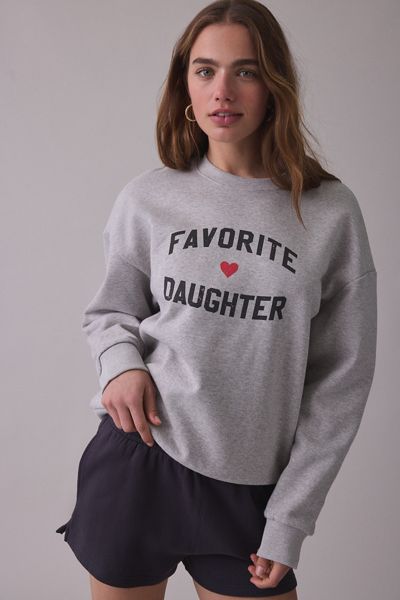 Favorite Daughter Heart Logo Graphic Crew Neck Pullover