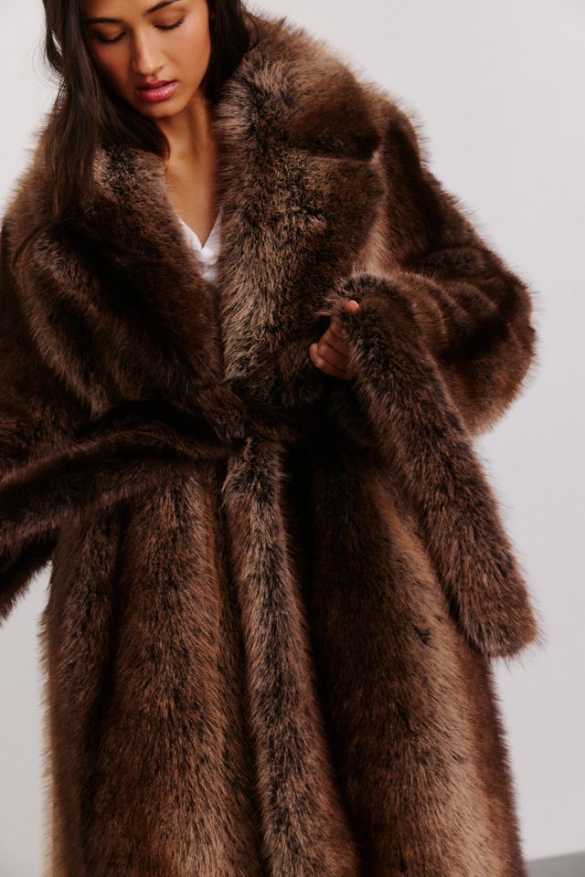 Azalea Wang Cersei Longline Faux Fur Jacket #1