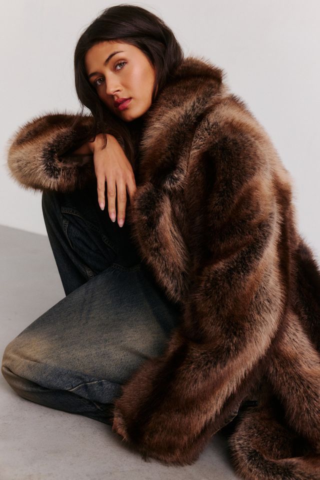 Azalea Wang Cersei Longline Faux Fur Jacket #3