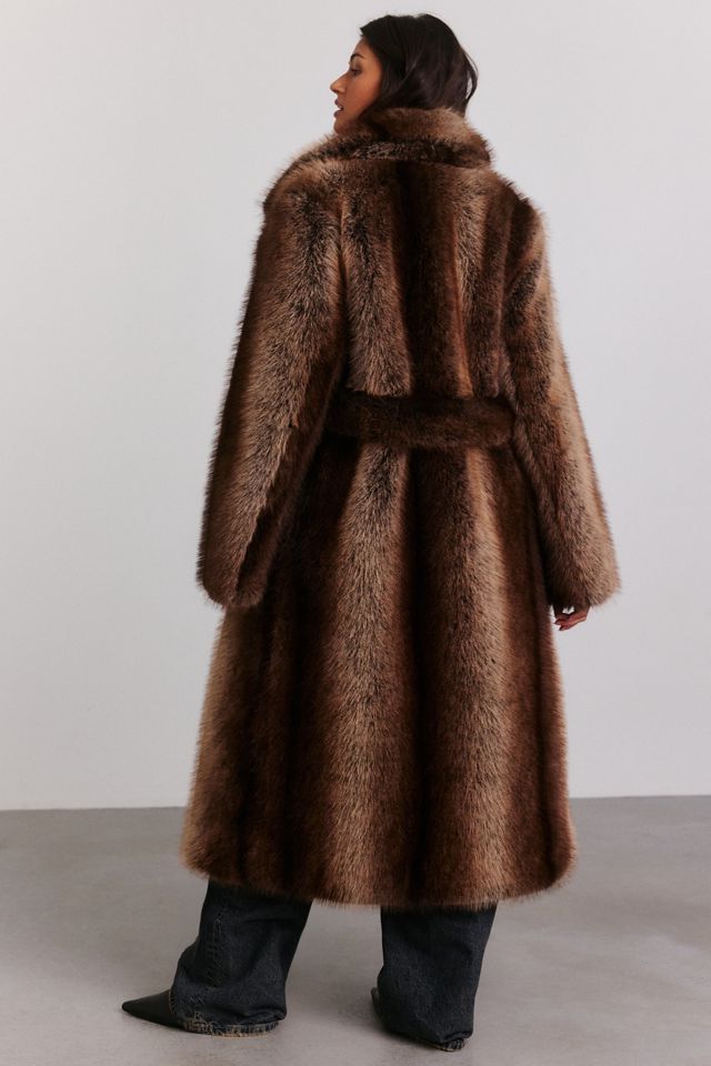 Azalea Wang Cersei Longline Faux Fur Jacket #4