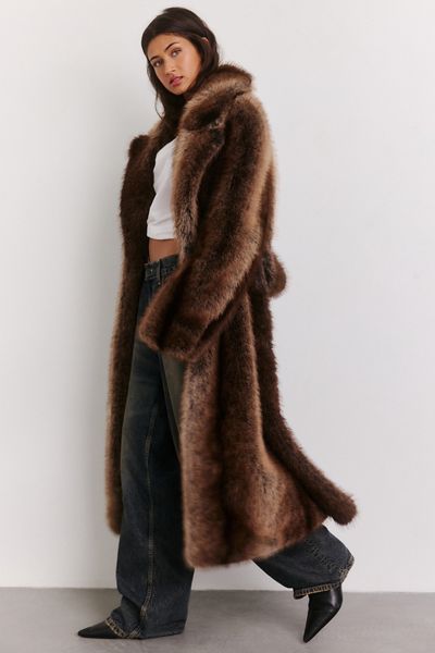 Azalea Wang Cersei Longline Faux Fur Jacket