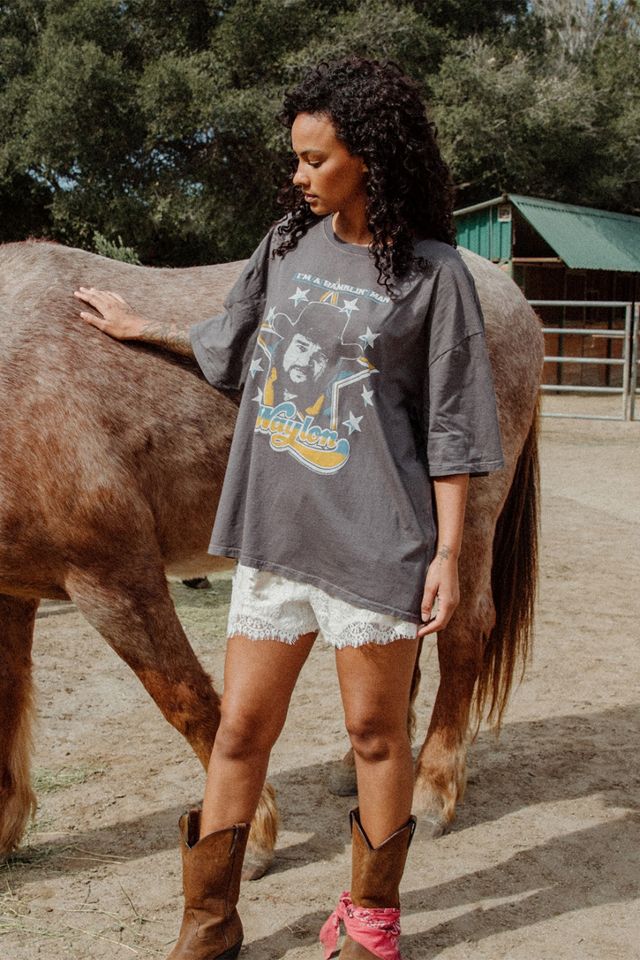Junk Food Waylon Jennings I'm a Ramblin' Man Oversized Tee #3