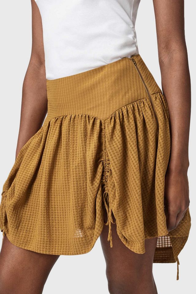 AllSaints Aria Check Ruched Tie Mini Skirt #1