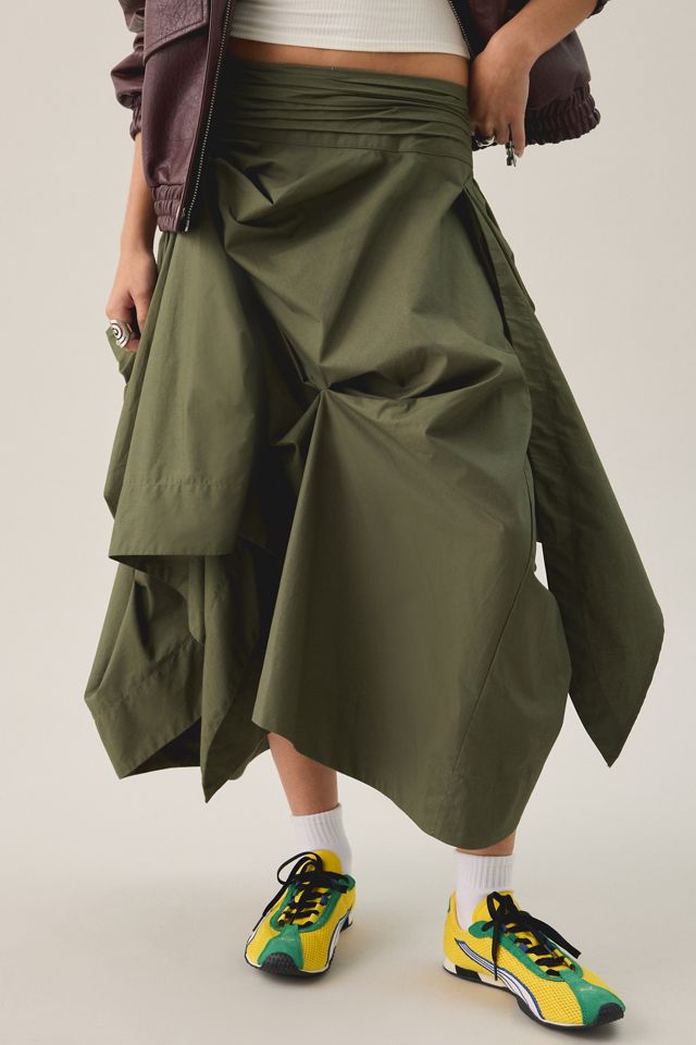AllSaints Brynne Ruched Asymmetric Midi Skirt #1