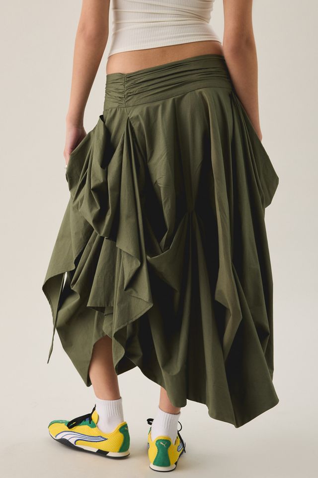 AllSaints Brynne Ruched Asymmetric Midi Skirt #2