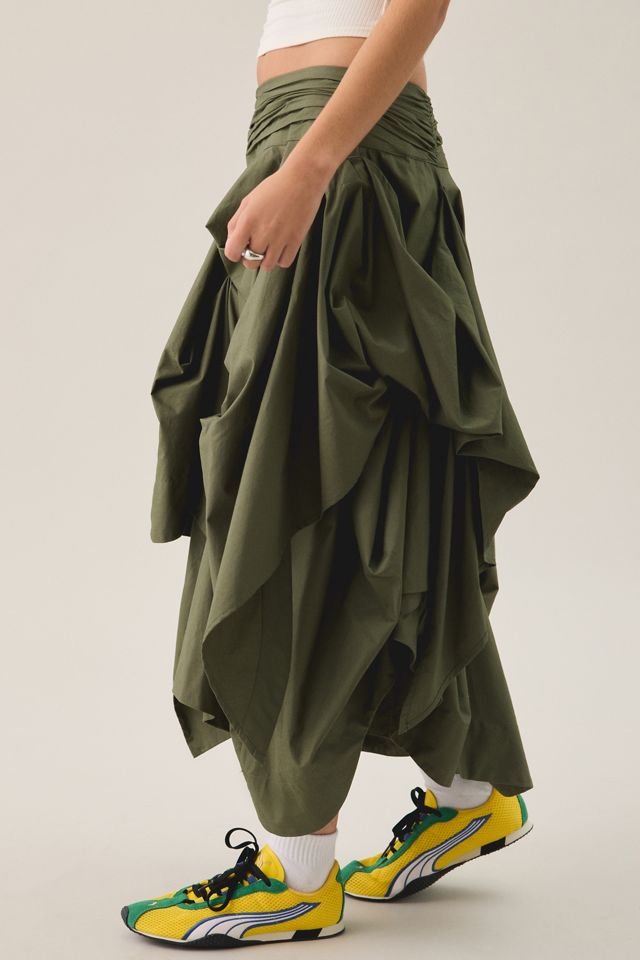 AllSaints Brynne Ruched Asymmetric Midi Skirt #3
