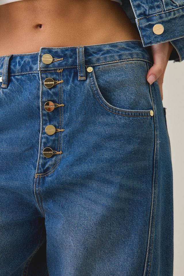 AllSaints Carter Button-Fly Mid-Rise Barrel Jeans #1