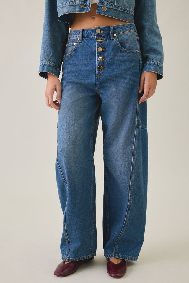 AllSaints Carter Button-Fly Mid-Rise Barrel Jeans #2