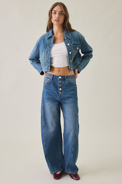 AllSaints Carter Button-Fly Mid-Rise Barrel Jeans