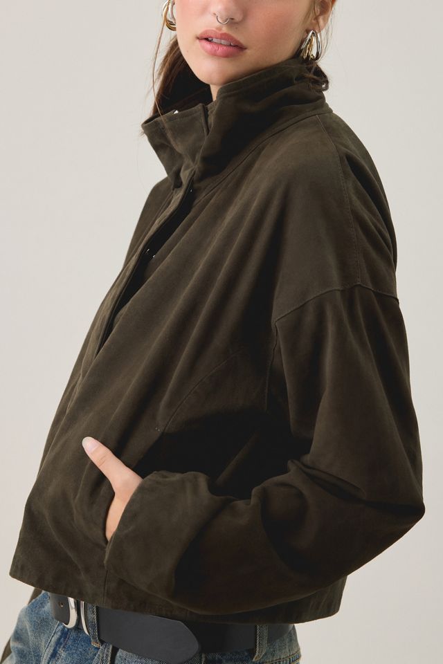 AllSaints Ryder Funnel Neck Suede Jacket #1