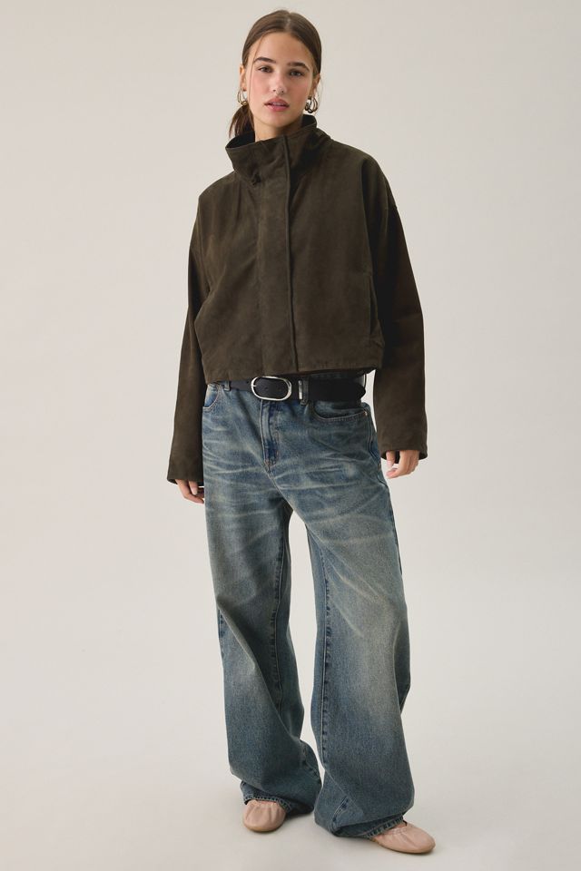 AllSaints Ryder Funnel Neck Suede Jacket #4