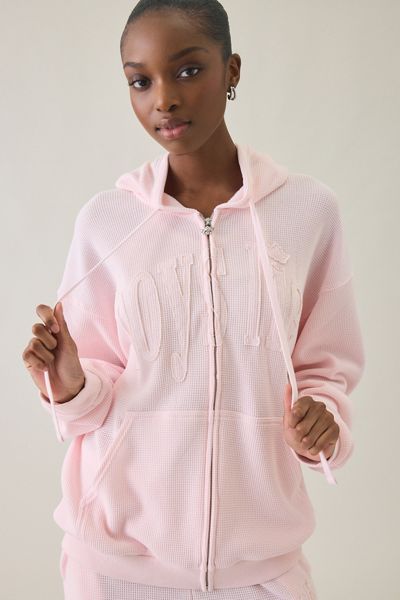 Boys Lie Cotton Candy Embroidered Graphic Harley Zip-Up Hoodie Sweatshirt