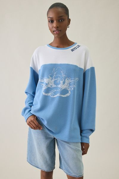 Boys Lie Varsity Blues Graphic Thermal Long Sleeve Tee