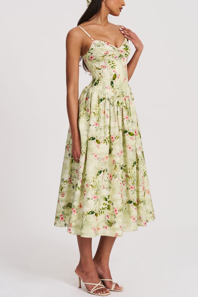 Miss Circle Jacinda Floral Ruched Linen Midi Dress #2