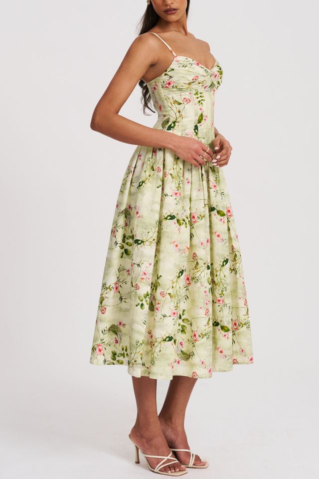 Miss Circle Jacinda Floral Ruched Linen Midi Dress #3